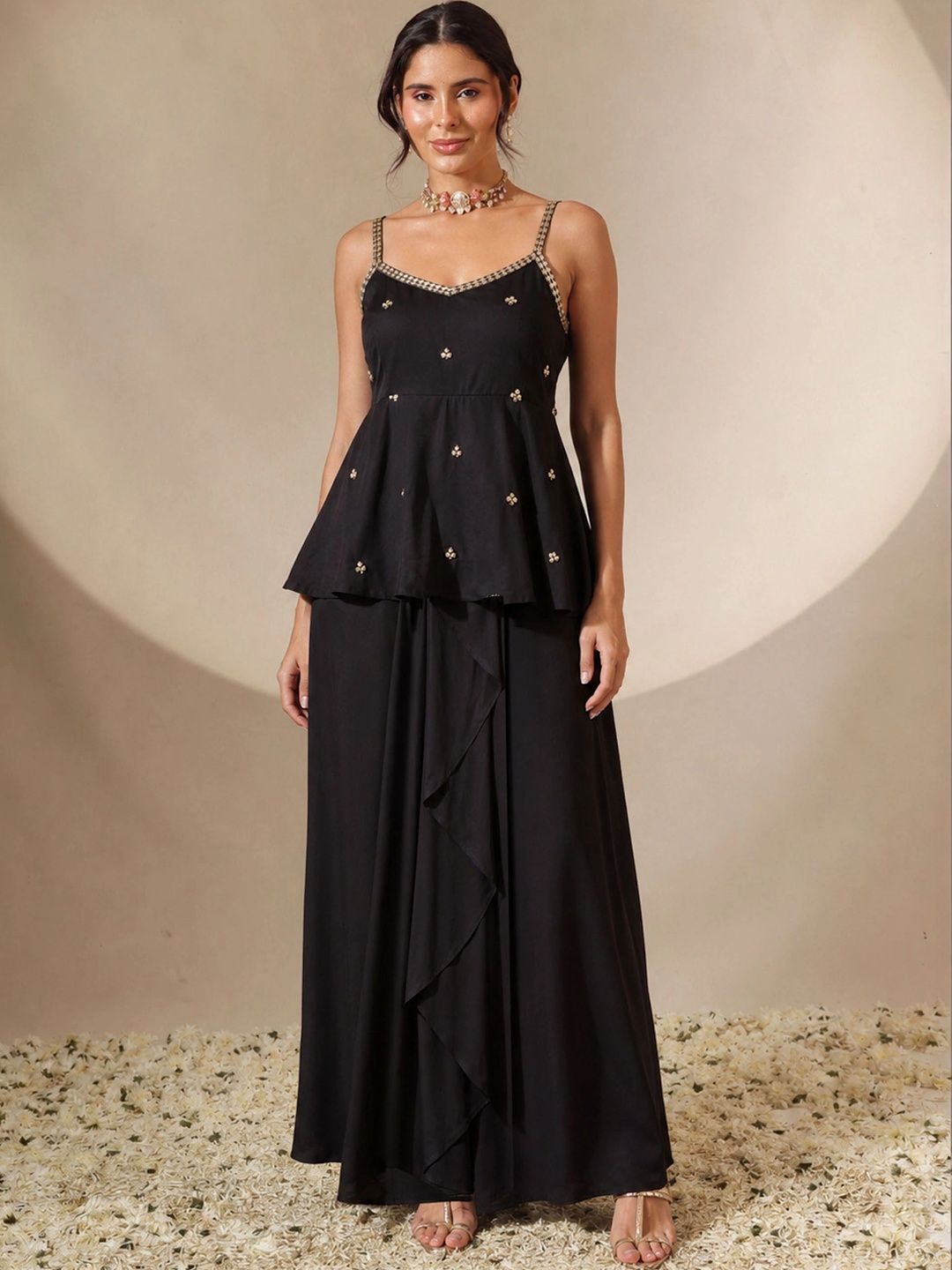 Women Embroidered Top with Skirt