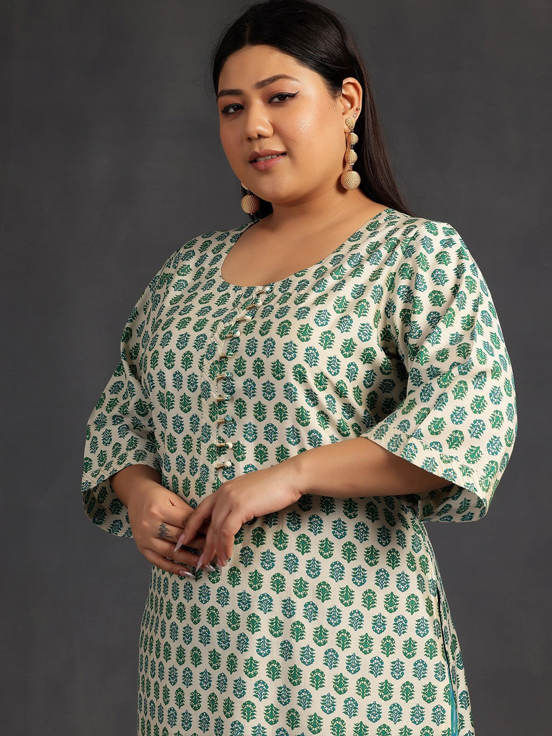 Plus Size Printed Regular Kurta with Palazzos & Dupatta