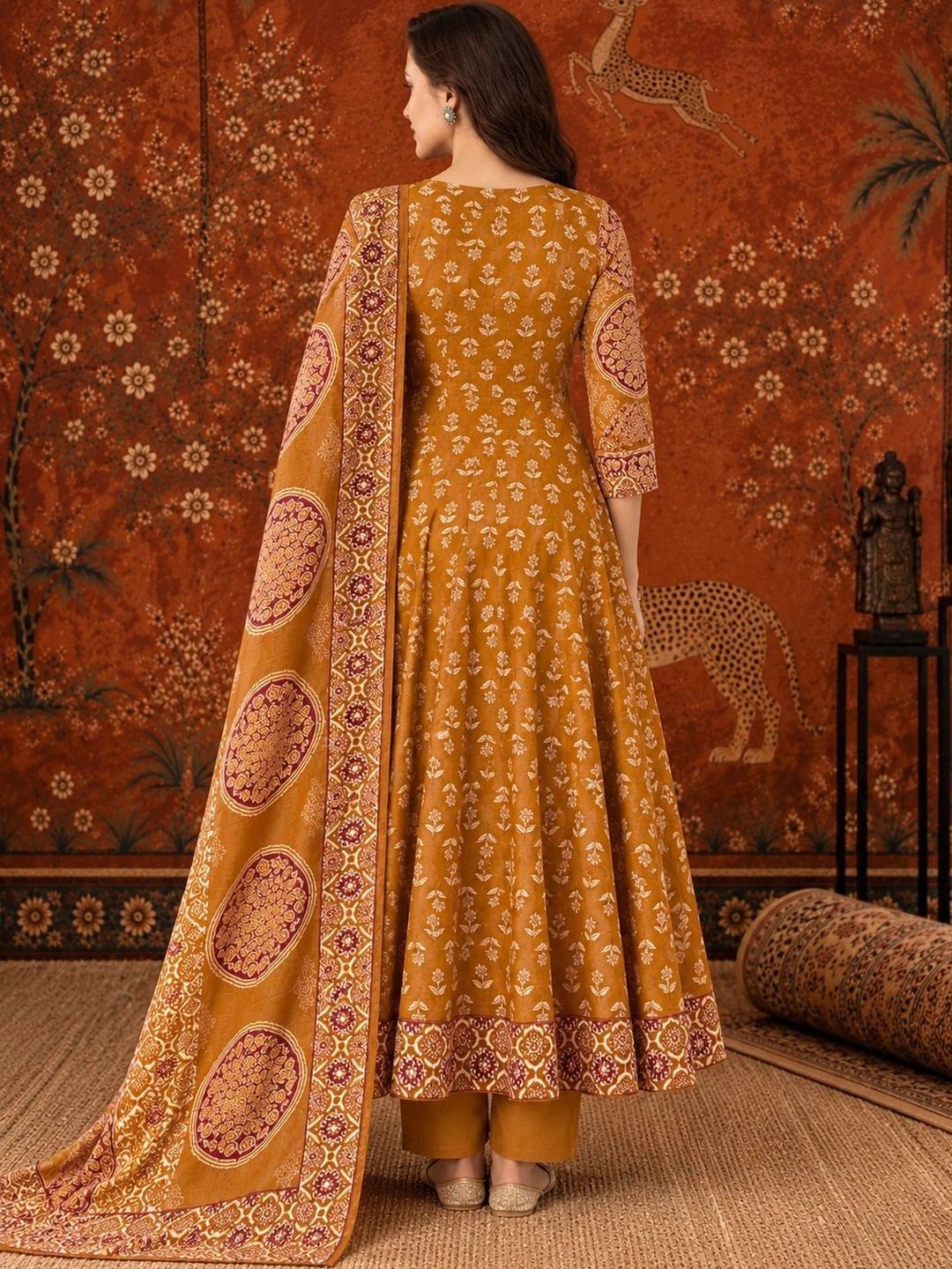 Women Ethnic Motifs Printed Regular Pure Cotton Kurta with Trousers & With Dupatta