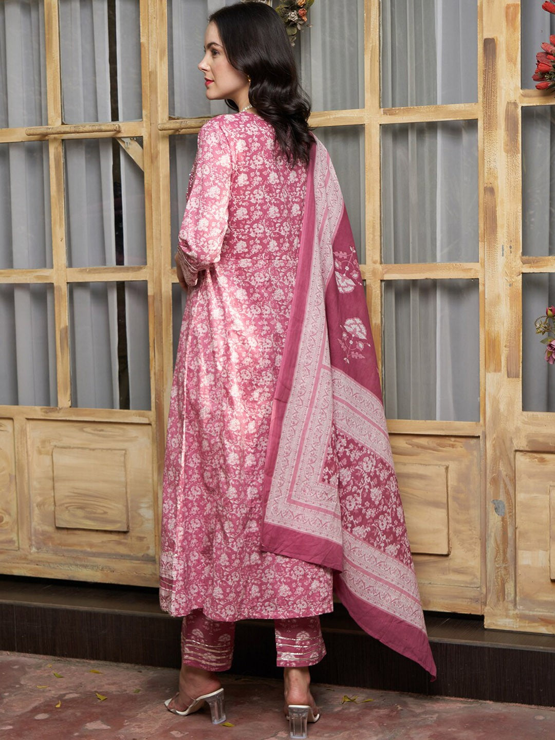 Ethnic Motifs Printed Pure Cotton Kurta with Trousers & With Dupatta