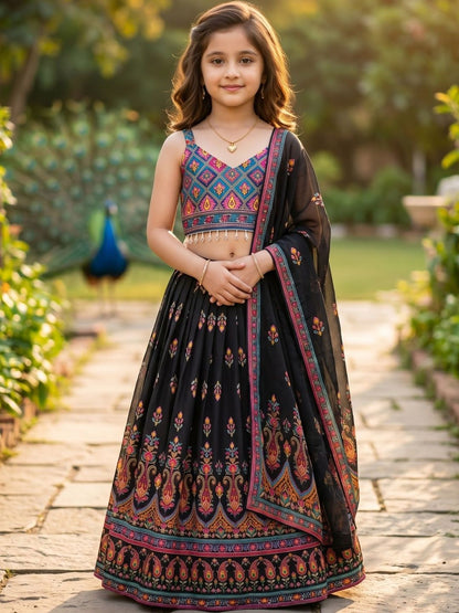 Girls Printed Ready to Wear Lehenga & Blouse With Dupatta