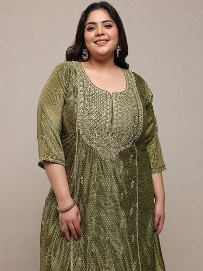 Plus Size Women Ethnic Motifs Printed Kurta with Palazzos & Dupatta