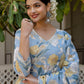 Floral Printed Angrakha Mirror Work Pure Cotton Kurta With Pyjamas & Dupatta