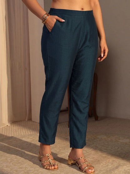 Women Regular Mirror Work Kurta with Trousers