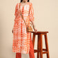 Women Orange Dyed Pure Cotton Kurta with Trousers