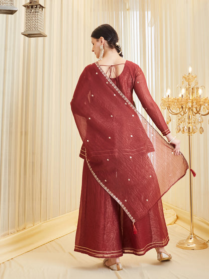 Women Pure Silk Kurta Pant Dupatta Set