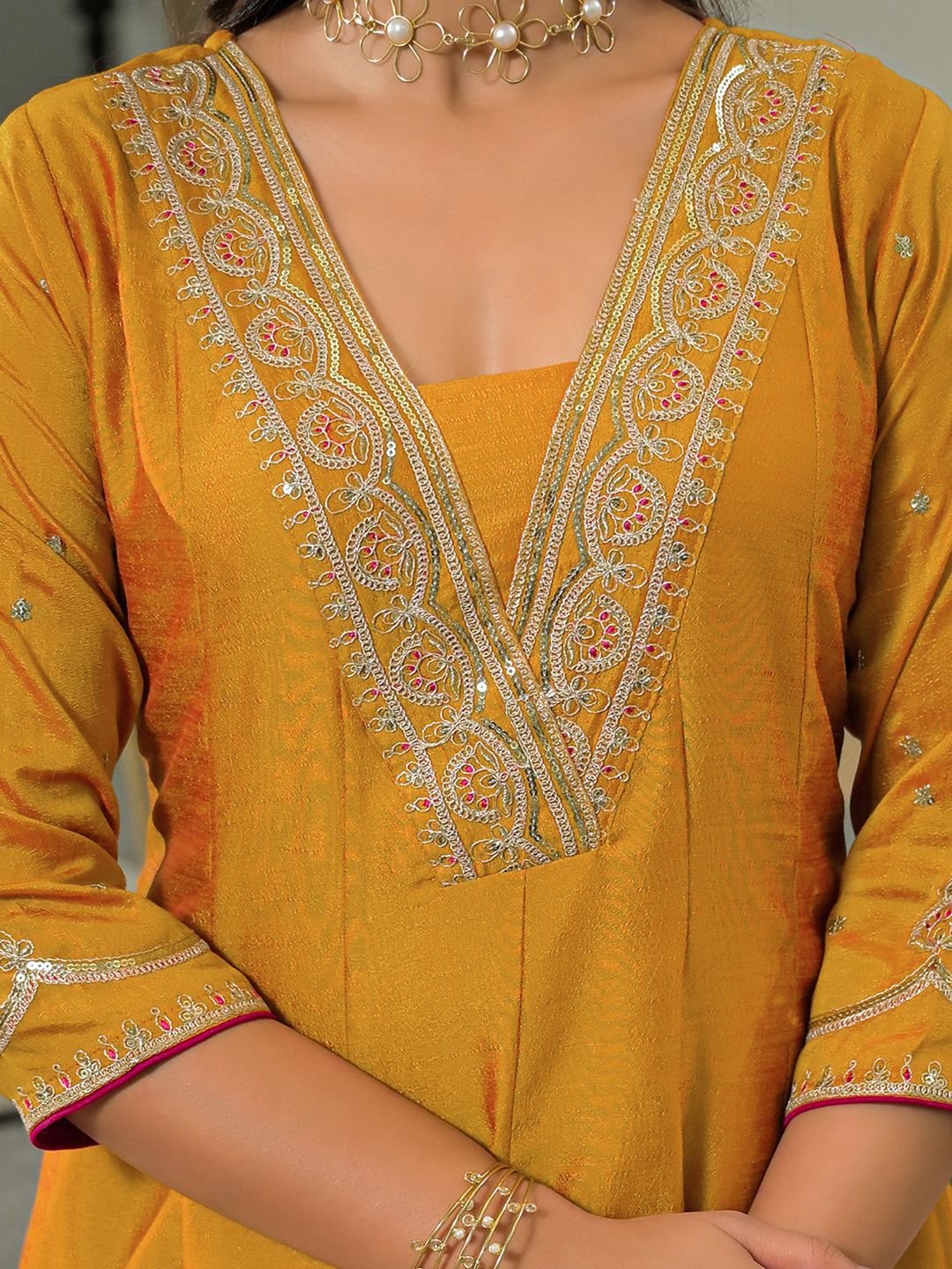 Women Ethnic Motifs Embroidered Panelled Kurta with Salwar & With Dupatta