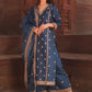 Floral Embroidered Sequinned Straight Kurta with Palazzos & Dupatta