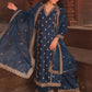 Floral Embroidered Sequinned Straight Kurta with Palazzos & Dupatta