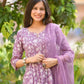 Women Purple Viscose Rayon Kurta Pant Dupatta Set