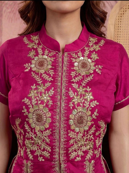 Indie Florals Embroidered Top with Skirt