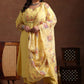 Plus Size Ethnic Motifs Thread Work Kurta & Trousers & Dupatta