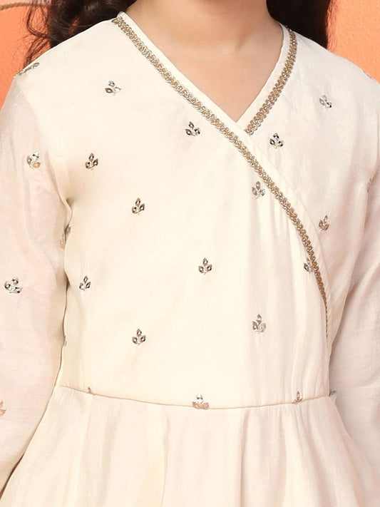 Girls Embroidered Maxi Length Ethnic Dresses with Dupatta