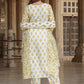 Floral Printed Mirror Work A-Line Pure Cotton Kurta with Trousers & Dupatta