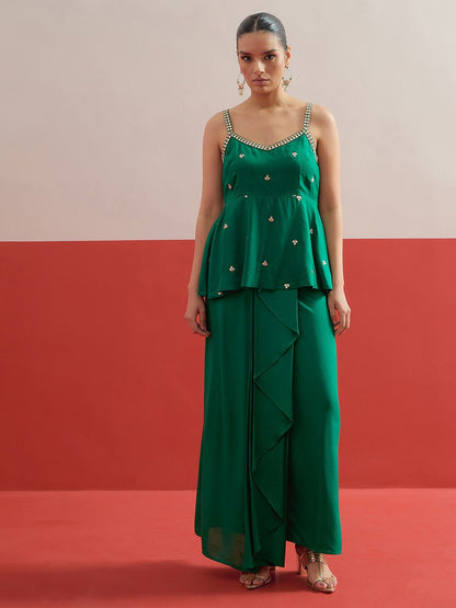 Women Shadow Work Embellished Top with Palazzos