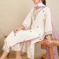 Floral Embroidered Thread Work Pure Cotton Straight Kurta With Trousers & Dupatta