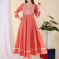 Women Peach-Coloured Ethnic Motifs Embroidered Mirror Work Pure Cotton Kurta with Trousers & With Dupatta