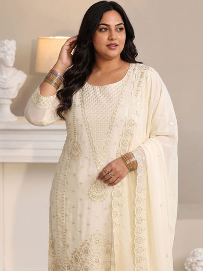 Women Ethnic Motifs Embroidered Regular Sequinned Kurta with Trousers & With Dupatta