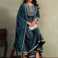 Ethnic Motifs Embroidered Thread Work Anarkali Kurta With Trousers & Dupatta