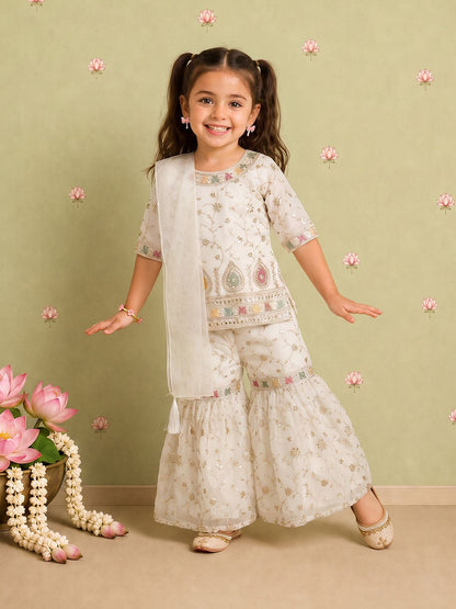 Girls Sequinned Kurta Set