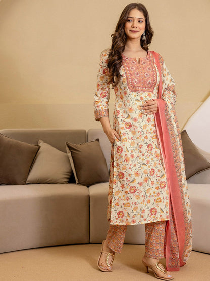 Women Regular Size Kurta Set Cotton Blend