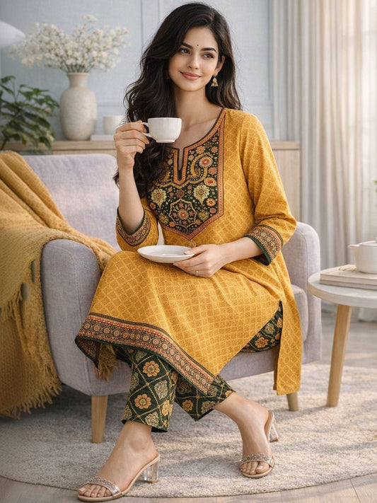 Women Regular Patchwork Pure Cotton Kurta with Trousers & With Dupatta