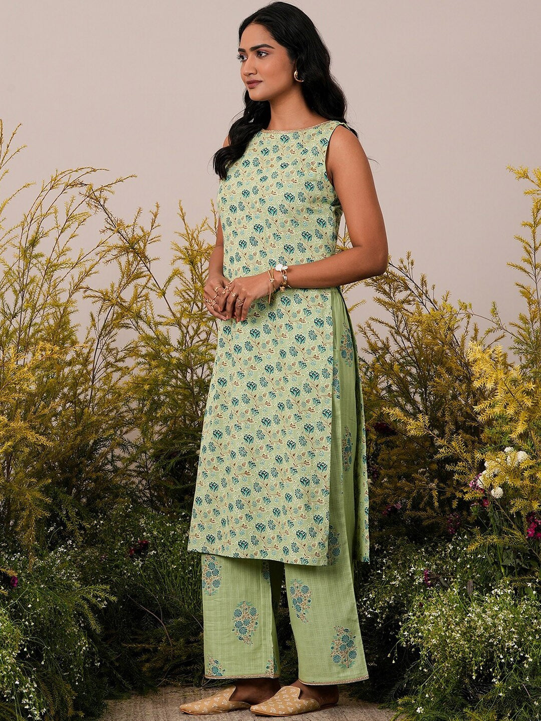 Floral Printed Regular Pure Cotton Kurta with Palazzos