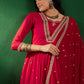 Embroidered Zari Sequined A-Line Georgette Kurta With Palazzo & Dupatta