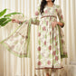 Floral Printed Empire Pure Cotton Flared Anarkali Kurta With Trousers & Dupatta