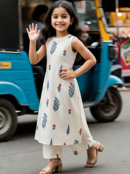 Girls Ethnic Motifs Printed Regular Kurta with Palazzos