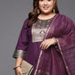 Women Plus Size Purple Ethnic Motifs Kurta with Palazzos & With Dupatta