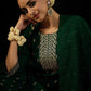 Geometric Embroidered Sequinned Chanderi Silk Straight Kurta & Trousers & Dupatta