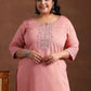 Plus Size Floral Yoke Design Straight Kurta with Palazzo & Dupatta