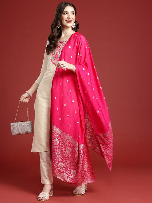 Ethnic Motifs Embroidered Kurta with Trousers & Dupatta