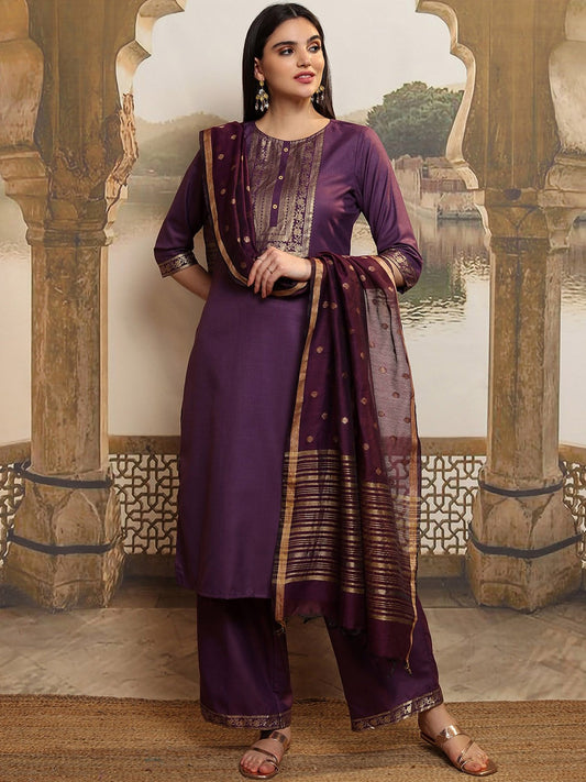 Women Yoke Design Regular Kurta Palazzos With Dupatta