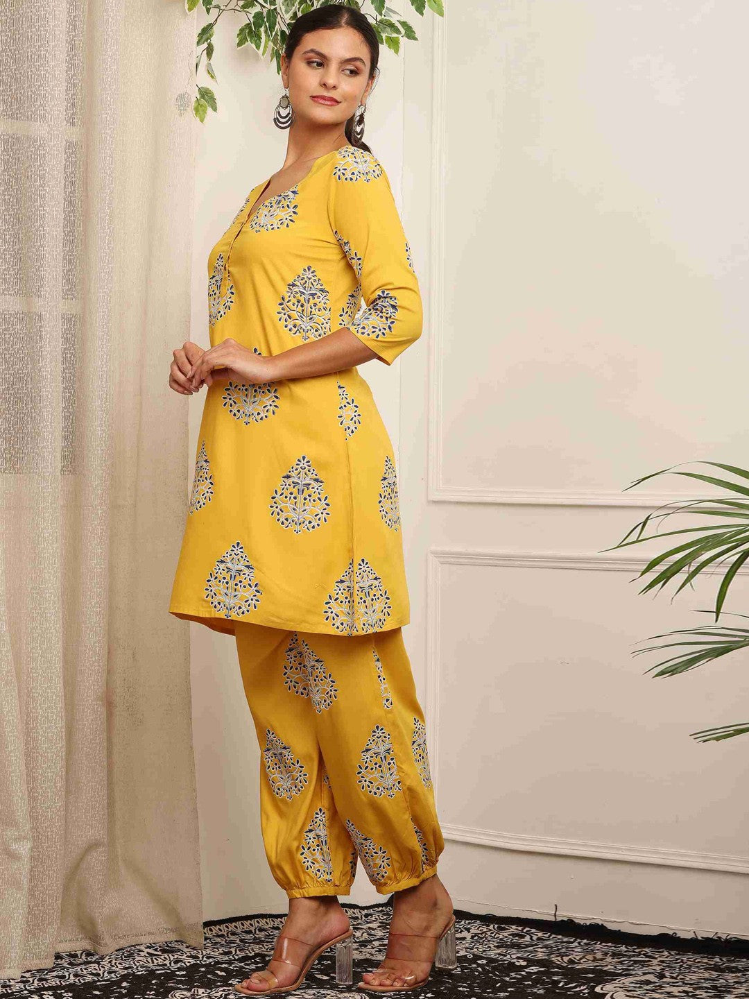 Floral Embroidered A-Line Kurta With Salwar