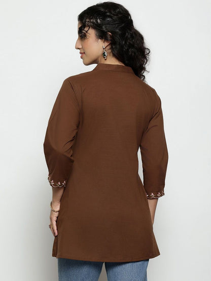 Women Mandarin Collar Printed Tunic