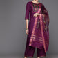 Women Purple Yoke Design Regular Kurta with Palazzos & With Dupatta