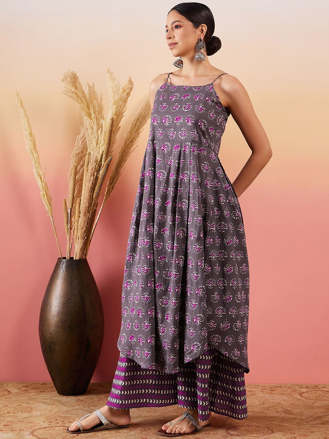 Floral Printed Regular Pure Cotton Kurta With Palazzos