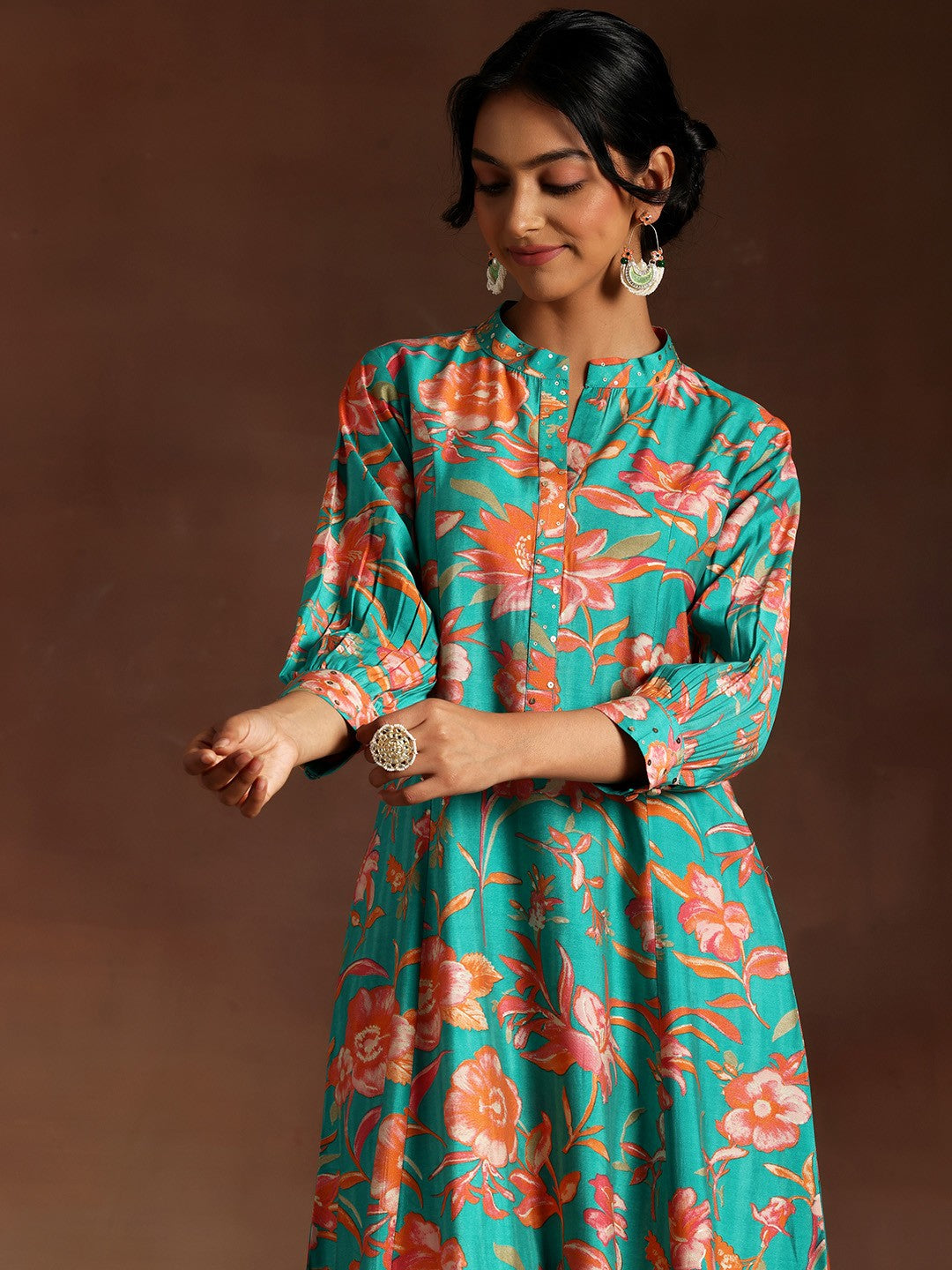 Floral Printed Panelled Kurta with Salwar