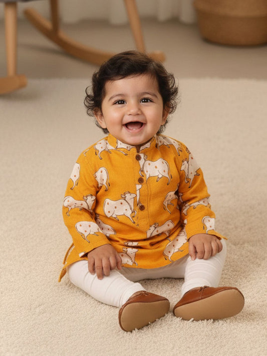Printed Pure Cotton Round Neck Kurta & Pyjamas