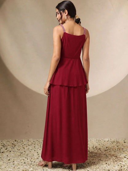 Women Embroidered Top with Palazzos