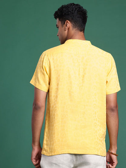 Pure Cotton Striped Textured Jacquard Kurta