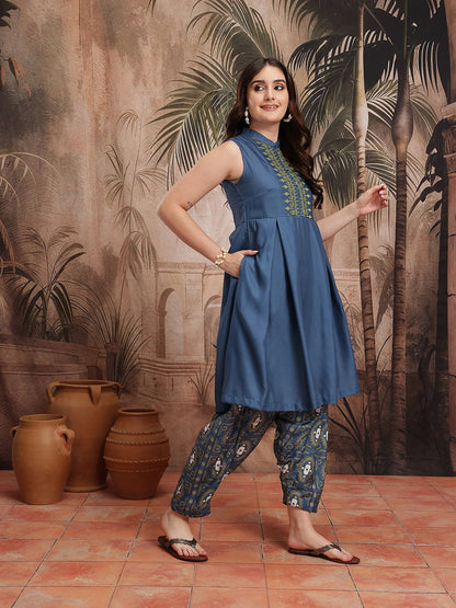 Women Yoke Design Empire Kurta with Salwar & With Dupatta