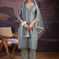 Floral Woven Design Straight Kurta With Trousers & Dupatta