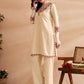 Embroidered Three Quarter Sleeves Kurta With Trousers Set