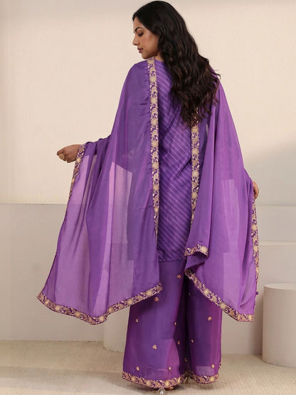 Women Ethnic Motifs Embroidered Regular Thread Work Kurta with Palazzos & With Dupatta