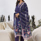 Women Floral Printed Regular Thread Work Kurta with Trousers & With Dupatta