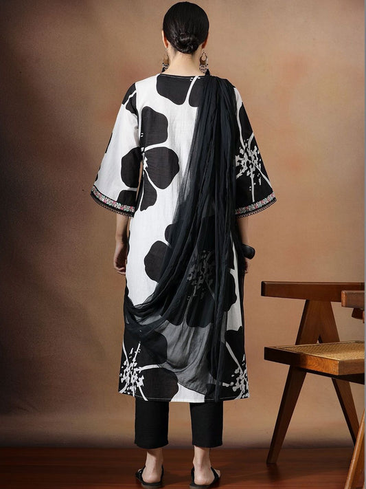 Embroidered Pure Cotton Round Neck Kurta & Trousers Kurta Sets