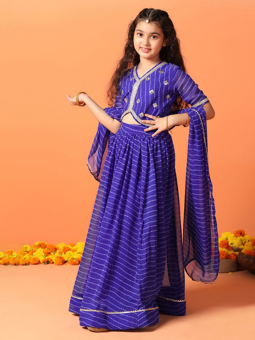 Girls Embroidered Lehanga Choli with Dupatta